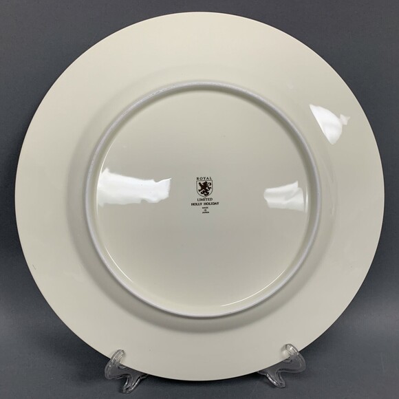 Royal Limited Holly Holiday Chop Charger Plate Gold Trim Berries Japan - Picture 4 of 6